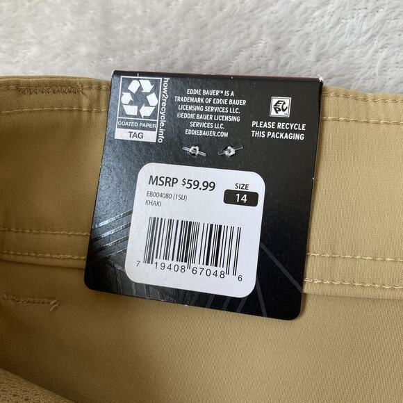 Eddie Bauer Cargo Shorts Women Size‎ 12 14 Khaki Camping Hiking Athletic NWT - Picture 4 of 16